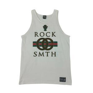 Vintage Rock Smith Tokyo Tank Top Mens Size L White Sleeveless 100% Cotton Shirt